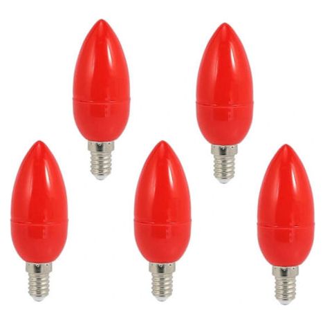 Lot de 5 ampoules LED rouges porte-bonheur, ampoules à économie d'énergie, culot E14-AquaForge (1/4)