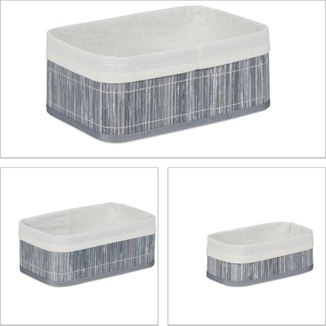 Set de 3 cajas de almacenamiento de bambú decoración práctica baño 12,5 x 30 x 20 cm de bambú natural 130005962 (1/5)