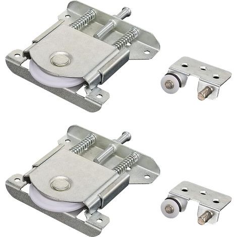 2 paires de roulettes pour portes coulissantes - Roulettes pour meubles - Pour armoires, fenêtres et portes coulissantes - Argent (1/5)