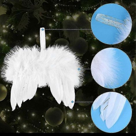 10 ailes d'ange blanches en plumes, décorations à suspendre pour sapin de Noël