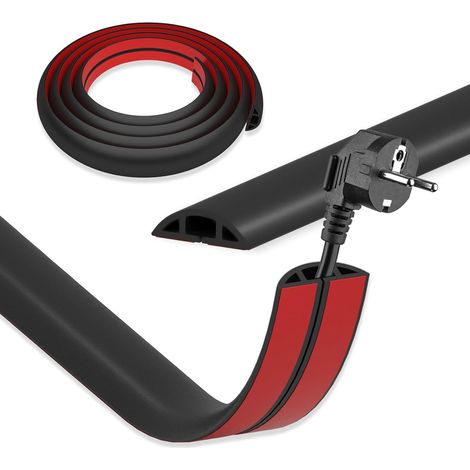Cache Cable Sol Noir, 3mx3cm Flexible Passage de Cable au Sol  Goulotte Passe Cable Mural, Canal de Câble Protege Cable Sol, Cache Cable Bureau Auto-Adhésif pour Exterieur Maison Entrepôt (1/5)