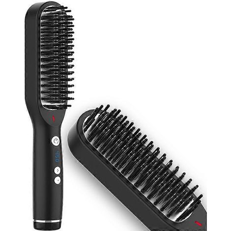 Mini brosse à cheveux lissante sans fil, rechargeable par USB, portable, noire, 22 cm x 3 cm x 2 cm (1/5)