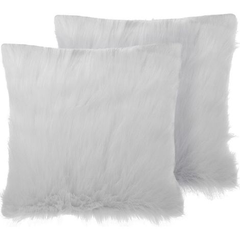 Dekokissen 2er Set DAISY Webpelz 45 x 45 cm Hellbeige Ohne Muster