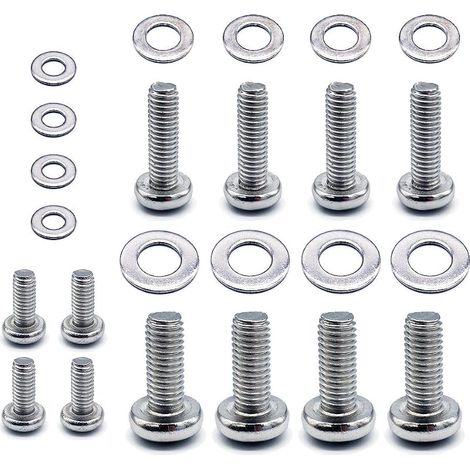Kit de montage TV universel 24 Pièces (12 ensembles) avec rondelles, vis de fixation TV VESA en acier inoxydable pour support mural de moniteur (M4/M6/M8)