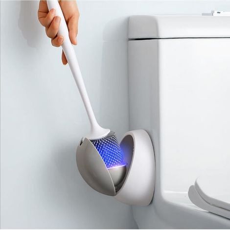 Cellfast – Brosse WC en silicone antibactérienne – Support à séchage rapide – Nettoyage en profondeur – Tête lavable en TPR pour toilettes