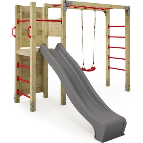 Klettergerüst Wickey FIT Cross 662 mit Rutsche und Schaukel in Anthrazit