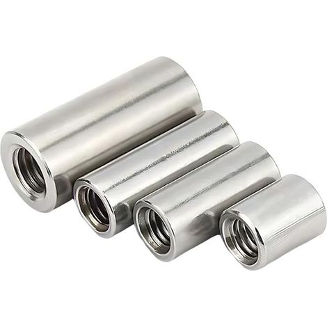 Écrous de Raccordement M5 x 10 mm - Manchons Filetés Longs Ronds Écrou de Connexion filetage intérieur continu en Acier Inoxydable 304, 5 Pièces (1/5)