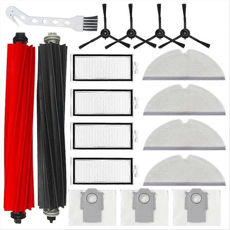 18 pièces de rechange pour aspirateur Roborock Q5 Pro+ Q8 Max+ : accessoires, brosse principale, filtre, serpillière C