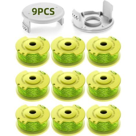 11 Paquet Modèle Actualisé Bobine Fil Coupe Bordure Convient pour Ryobi One +18v,24v,40v Coupe Bordures,Ø2.0mm et 3.4m Longueur AC14RL3A Remplacements Coupe Bordure(9 Bobine,2 Couvercle)-- (1/5)