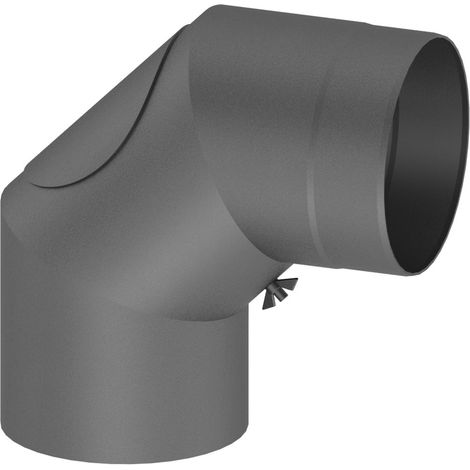 Coude 90° tuyau de poêle Diam 120 mm avec trappe de nettoyage fonte grise