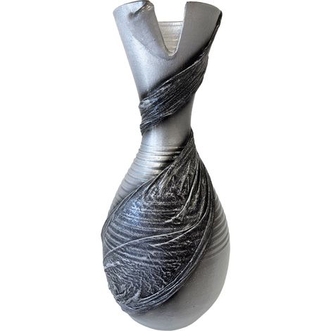 Vase artisanal drapé de tissus 39 cm