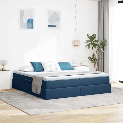 vidaXL Lit avec rangement et matelas Bleu 180 x 200 cm Polyester (1/5)