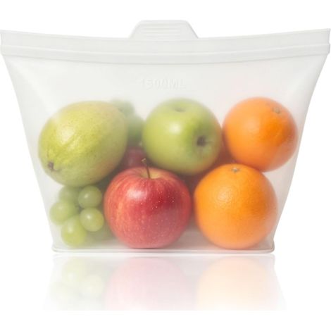 Reusable Silicone Zip Freezer Bag BPA Free Large Liquid Freezing Meal Soup Puree Freezer Ziplock Bag Reusable (1500 ml) (1/5)