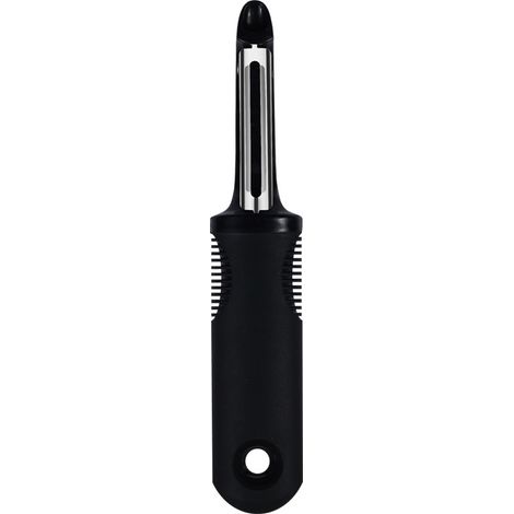 BEBUSINGOTO Pelador de verduras oscilante de acero inoxidable, color negro (1/5)