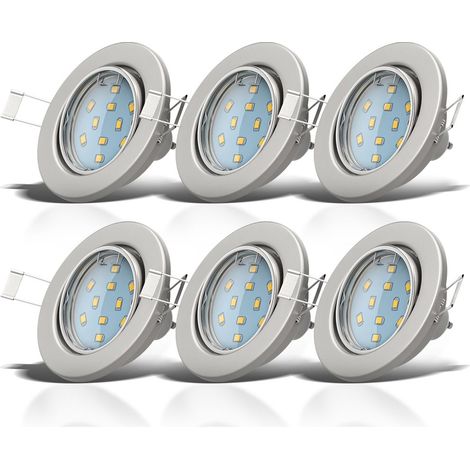Einbauspot 10er Set 68mm Lochmaß - GU10, 3W, 250lm, LED, warmweiß, matt-nickel