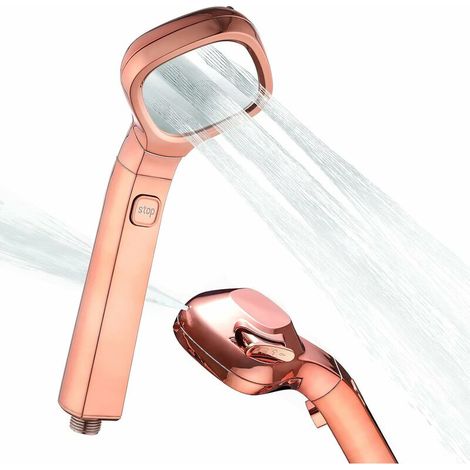 Handheld shower head, multi-function 4-jet high pressure shower head, gold