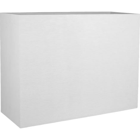 EDA – Jardinière muret loft L – 46 L – Intérieur/extérieur – Décor graphique – Dimensions 78,5 x 29,5 x H. 60 cm – Blanc cérusé