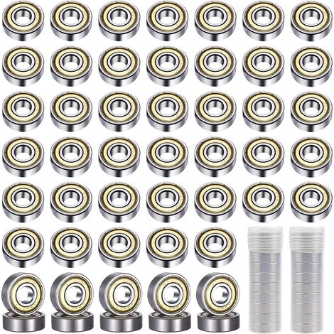 50 Pièces Roulement 608ZZ, 8x22x7mm Roulements à Billes 608 ZZ Roulements Métal Double Blindage Roulement pour Skateboards, Rollers, Rollers en Ligne (1/5)