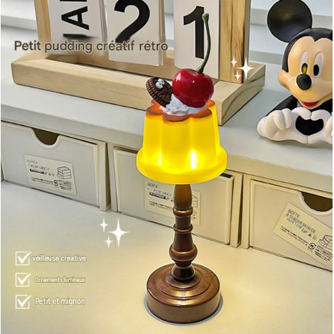 Petite lampe de table style rétro pudding, veilleuse de chevet créative à bricoler DIY, lampe d’ambiance décorative pour chambre (1/3)