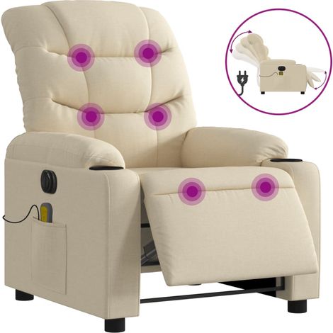Fauteuil de Salon,Chaise,Fauteuil inclinable de massage électrique crème tissu CFW335413 (1/5)
