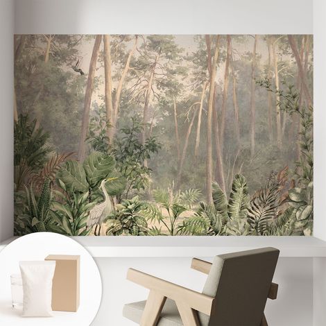 Tapete Dekorative Vliestapete mit Klebe für Wand - Mustertapete - moderne Einrichtung - für Büro Natürliche Harmonie 104x70 cm (1/5)