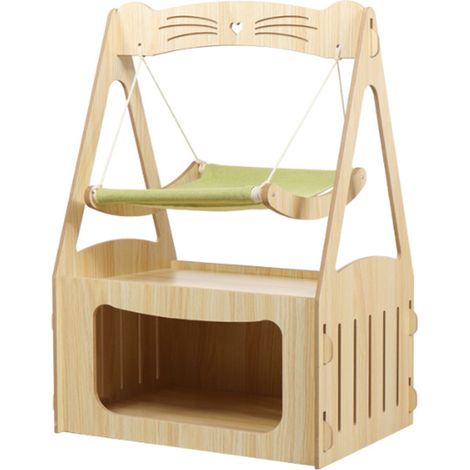 VERCART Maison pour Chat, en bois, avec hamac, Lit pour Chat, Niche pour Chat (1/5)