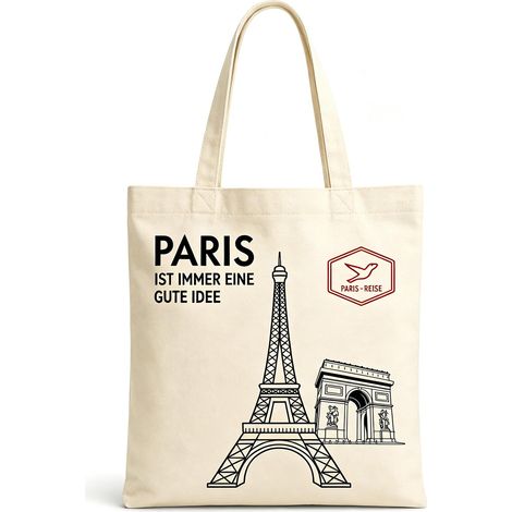 Sac fourre-tout cadeau pour femme, sac en tissu imprimé double face, tour Eiffel, sac de courses pour femme, sac en tissu pour le bureau, les voyages, le shopping, 40 x 35 cm (1/5)