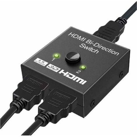 Switch HDMI bidirezionale in alluminio con supporto 4K 60Hz, in grado di gestire 1 ingresso e 2 uscite, oppure 2 ingressi e 1 uscita. Supporta risoluzioni 4K, 3D e 1080P. (1/4)