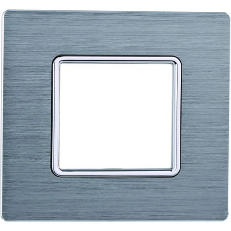 Kompatible abdeckrahmen Bticino Matix 2 module aluminium satiniert silber farbe (1/2)
