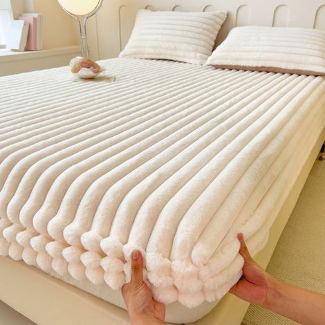 Housse De Lit Extensible - Flanelle Imitation Cachemire - 200x220 Cm - Pour Literie D'Étudiant Ou Chambre À Coucher - 1 Pièce (1/5)