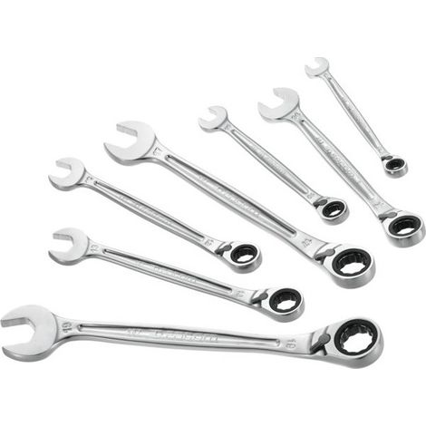 Facom – Jeu de 7 clés mixtes à cliquet 8-10-12-13-14-17-19 mm – Mécanisme à cliquet 5° – Pour accès de côté – Poids 0.876 kg (1/3)