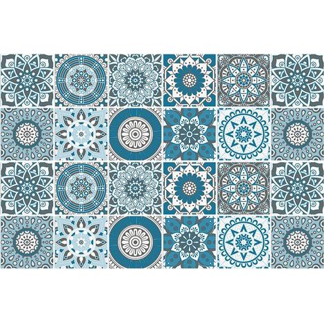Stickers muraux décoratifs Mandala marocain 15cm x 15cm, à décoller et à coller, en vinyle, adaptés aux cuisines et salles de bains (24 pièces). (1/5)