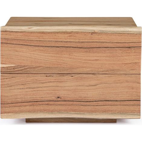Table de chevet 2 tiroirs bois acacia naturel Denia 60cm (1/5)