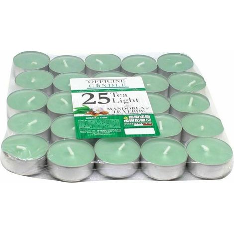 Set 25 Pcs Bougies Chauffe-plat Parfumées Aux Amandes Et Au Thé Vert