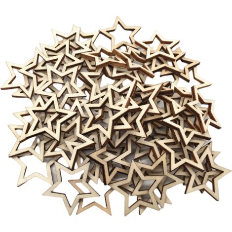 Disques de décoration en forme d'étoile creuse en bois, 100 pièces, embellissements artisanaux, bricolage pour arbre de noël de mariage (1/5)