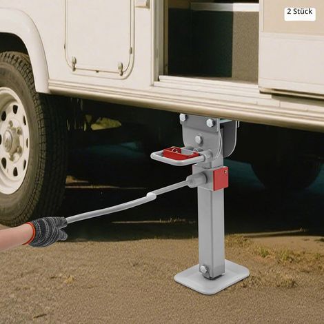 Lot de 2 béquilles de manivelle avec manivelle - 42 à 56 cm - Hauteur réglable - Charge d'appui 2 T - Pour remorque, camping-car (1/5)