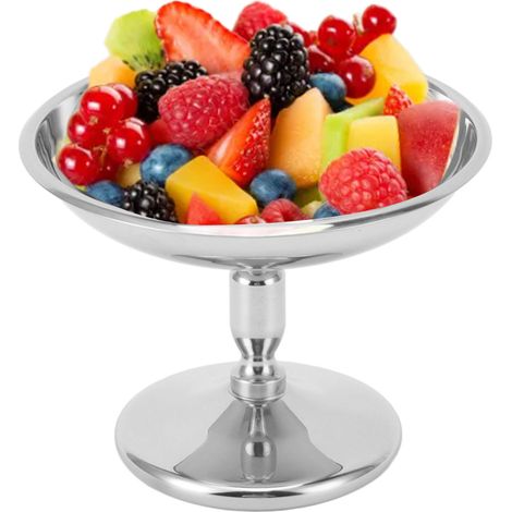Coupe à pied en acier inoxydable 304, coupe à dessert, bol pour crème glacée, pudding, gelée de lait, style vintage pour cafés (1/5)
