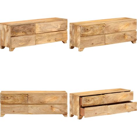 Meuble TV Bois de manguier solide 110x30x40 cm - Meubles Tv - Meuble Tv Bois - Meuble Tv Design - Meuble Tv Moderne - Meuble Tv Industriel - Home & Living