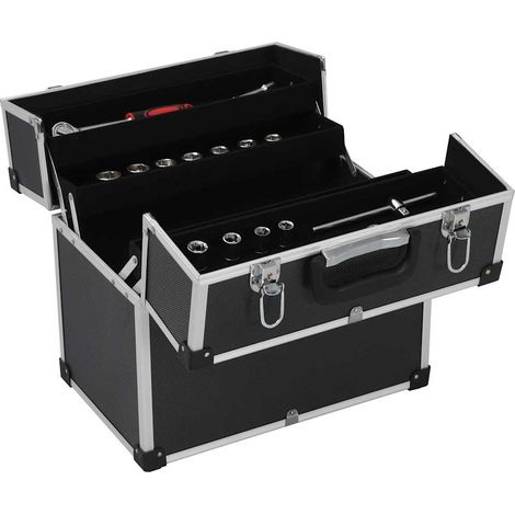 vidaXL Caja de herramientas aluminio negro 38x22,5x34 cm (1/2)