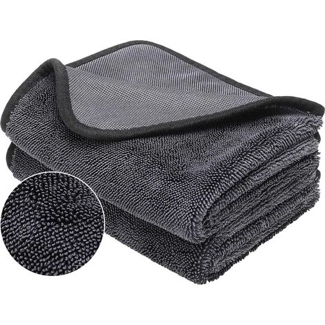 Dos toallas de baño extragrandes y brillantes, de 40 x 60 cm, ideales para secarse después de la ducha o la bañera. Fabricadas en microfibra con diseño de felpa retorcida. (1/5)