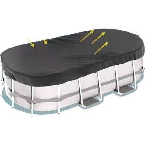 Ovale Abdeckung für Aufstellpools – Ovale Solarabdeckung für Pools – Robuste Winterabdeckung – Wasser- und staubabweisend – 488 x 305 x 25 cm (1/2)