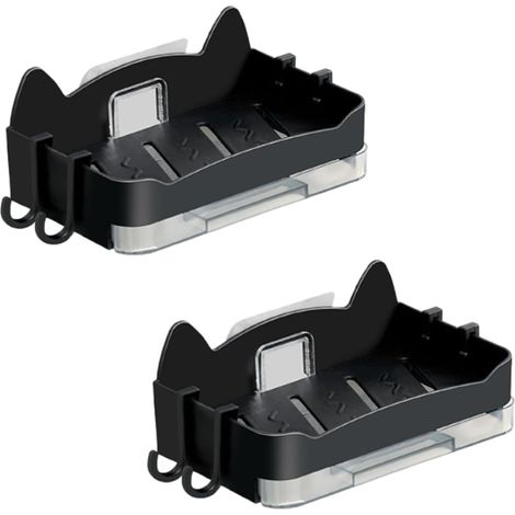 CCYKXA Porte-Savon Mural pour Douche, 2 pièces, Porte-Savon en Forme de Chat Mignon avec Drainage et 4 Crochets pour Salle de Bain et Cuisine (Noir)