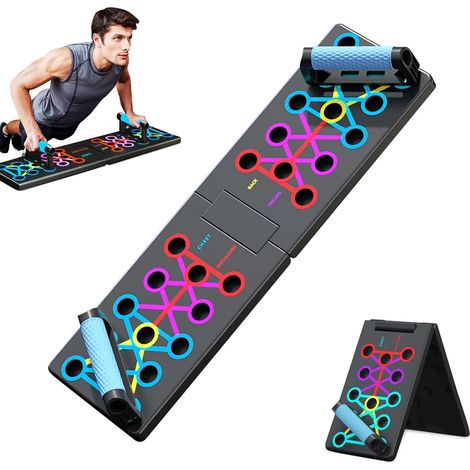 Multifunctioneel push-upboard, opvouwbaar, push-up-board met siliconen handgrepen, vloersteun met antislip onderkant, voor spiertraining, fitness, draagbaar trainingsbord (1/5)