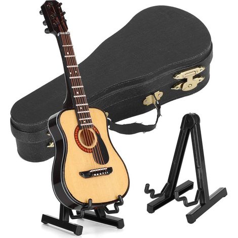 Miniatur-Dekorationsgitarre in Schwarz, 15 cm, dekoratives Musikinstrumentenmodell, Kunsthandwerk, Geschenk für Musiker. (1/5)