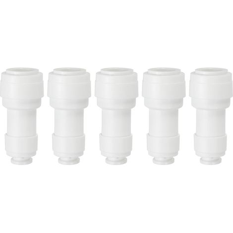 Straight Union Connector for Water Purifier 3/8" OD to 1/4" OD, 5 Pieces Connecting Tube Fittings for RO/DI Reverse Osmosis Water Purifier Plumbing System, White (1/5)