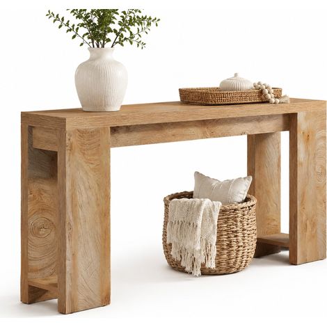 CHICFURN Tavolo consolle 160 x 30 x 85 cm in legno marrone stile rustico per ingresso (1/5)