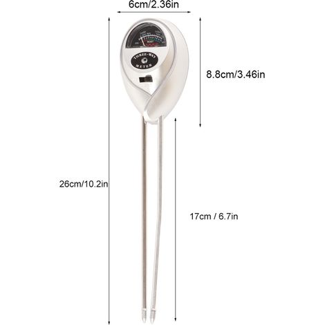 3-in-1-Funktions-Bodenmessgerät: Feuchtigkeitsmesser, Luftfeuchtigkeitsanzeige, pH-Wert-Messgerät mit Sonde (1/5)