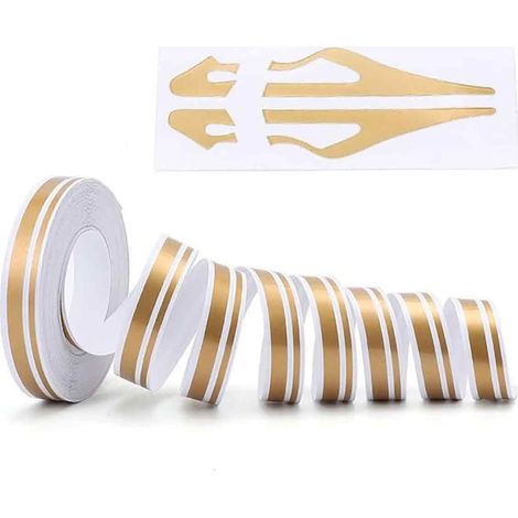 Ruban adhésif à rayures fines, autocollant, style steamline (doré)