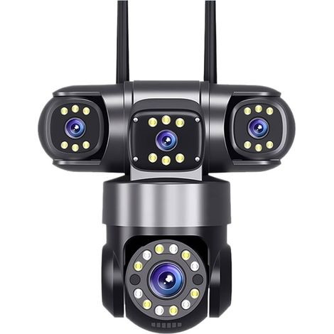 Caméra IP WiFi 20MP 10K, Quatre objectifs, Quatre écrans, for l'extérieur, PTZ, étanche IP66, Zoom 16X, Audio bidirectionnel, vidéosurveillance, caméra de sécurité(20MP WiFi 64G Card) (1/5)