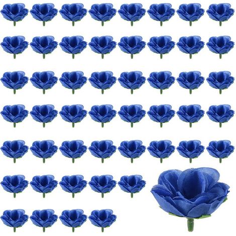 50 roses artificielles, 3 cm de hauteur, decoration de mariage, bleu marine